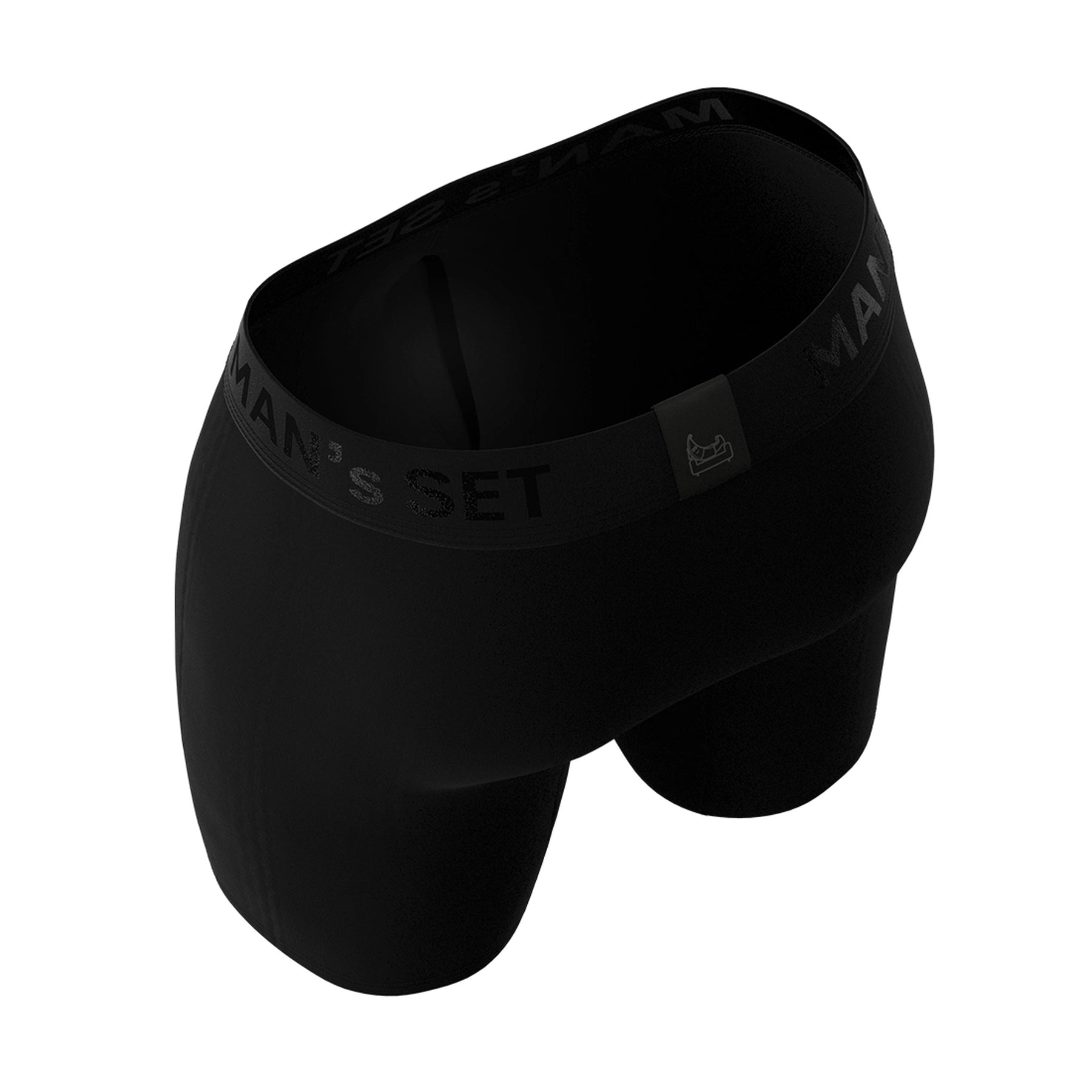 Man’s SET black CoolCore micromodal boxer briefs, breathable men’s underwear, angled back view