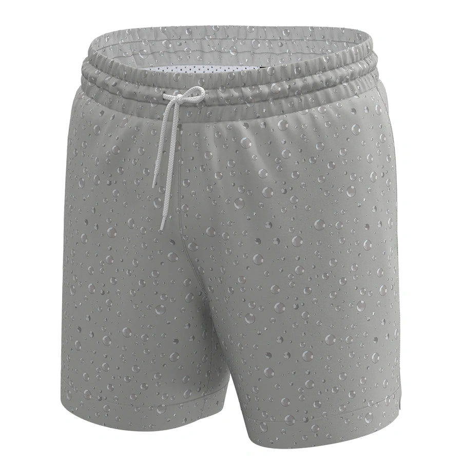 Man’s SET light gray drop print anatomic swim shorts, quick-dry men’s swimwear with mesh lining, front view