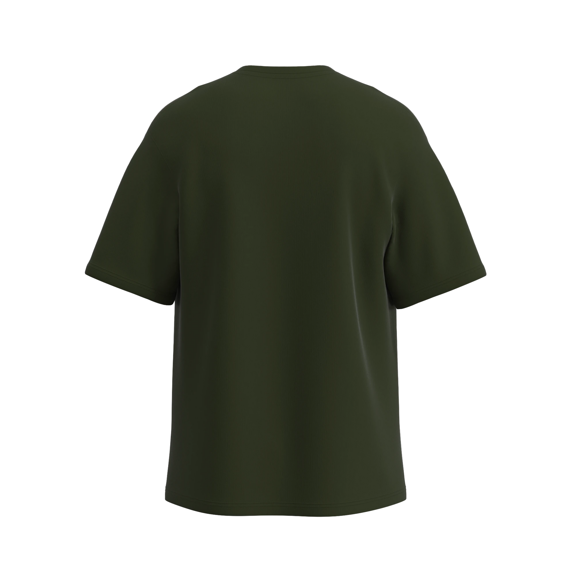 Khaki oversized men’s T-shirt by Man’s SET, soft cotton fabric with relaxed fit, back view