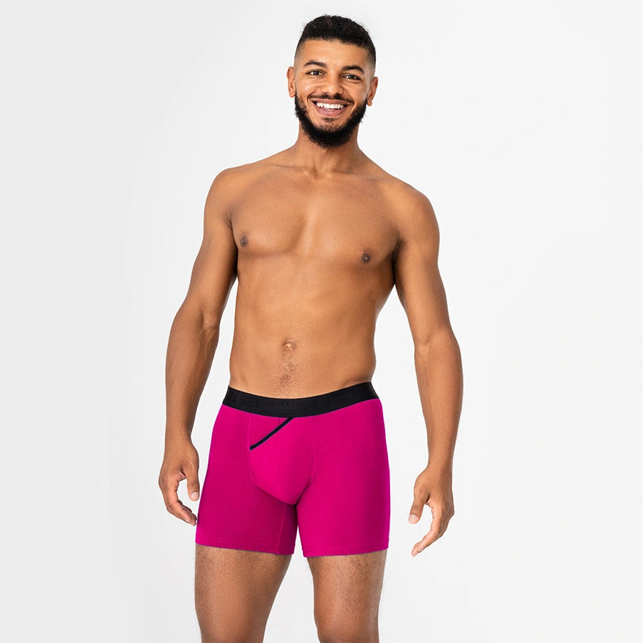 UltraSoft Boxer Brief 7.6" Open Fly, Raspberry