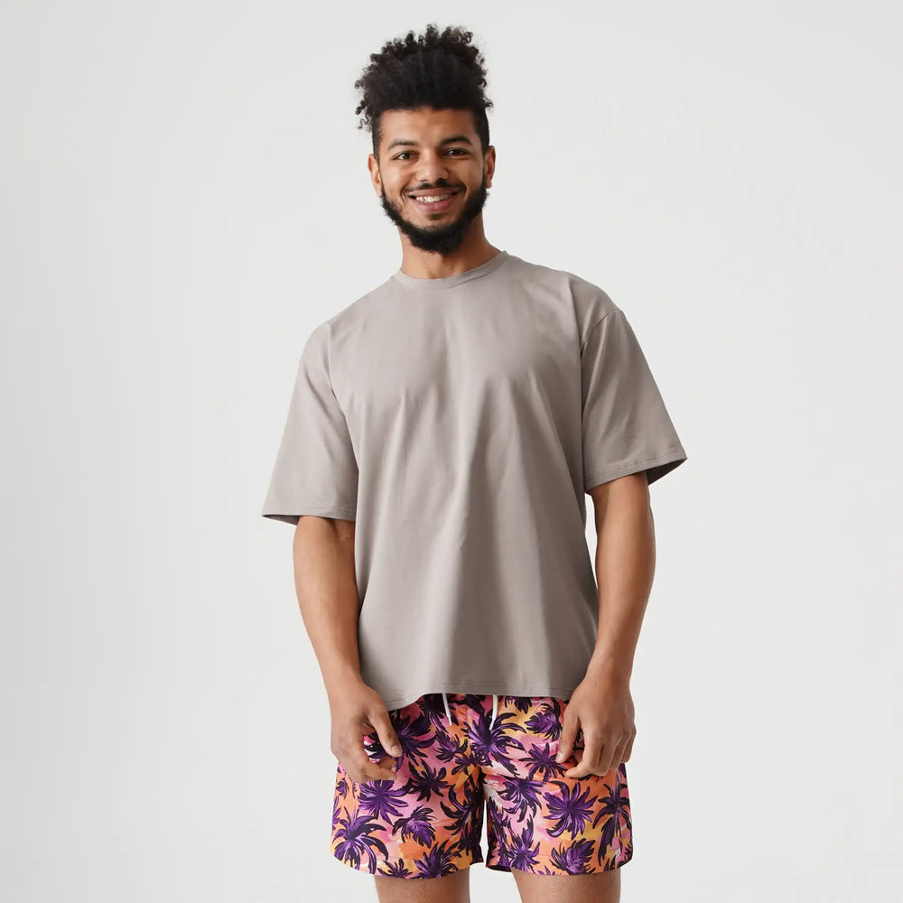 Premium Heavy Cotton oversized T-shirt by Man’s SET in cappuccino color, loose fit, front view