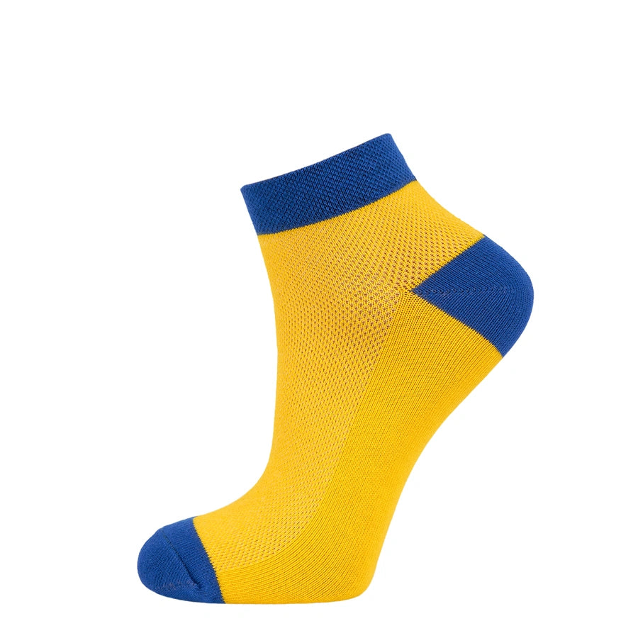 Chaussettes basses pour enfants, jaune et bleu