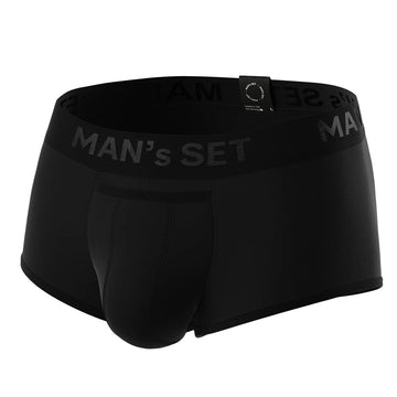 Man’s SET ProActive Stretch Trunk 3.2" OpenFly in black, anatomical men’s underwear with ergonomic pouch, front angle view