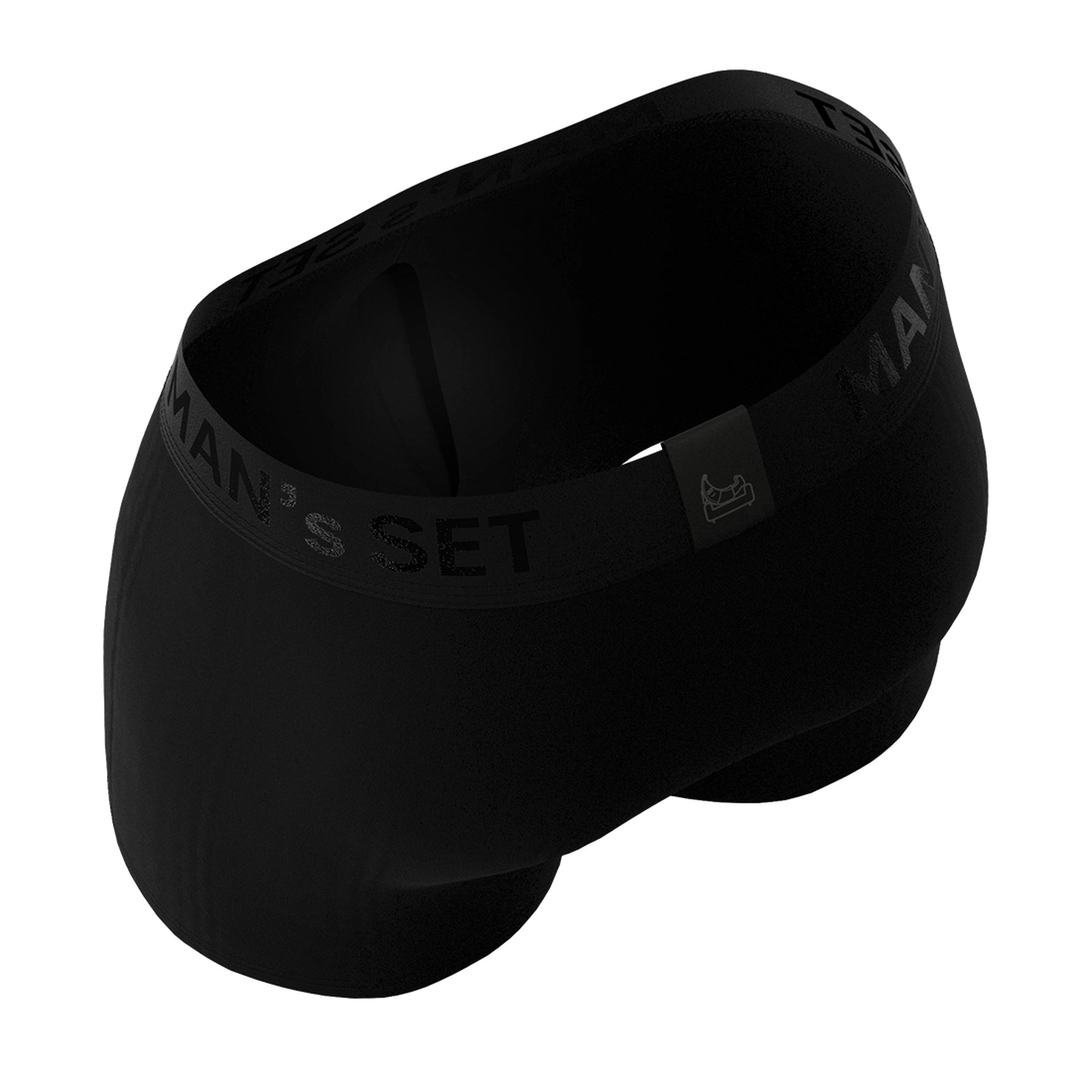 Man’s SET BreezeFlow 4-inch trunk in black micromodal, lightweight and anatomical men’s underwear, angled back view