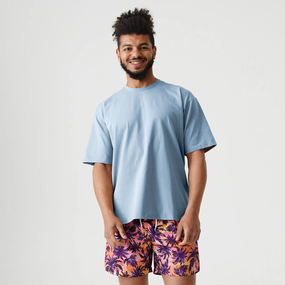 Premium schweres Baumwoll übergroße T-Shirt, hellblau