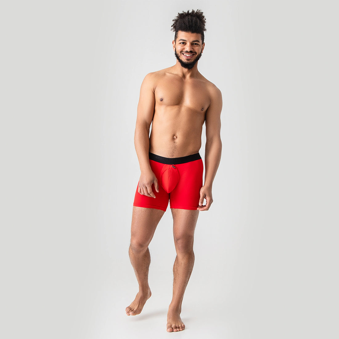 Man’s SET ProActive Soft red boxer briefs, anatomical men’s underwear with adjustable comfort pouch, front view