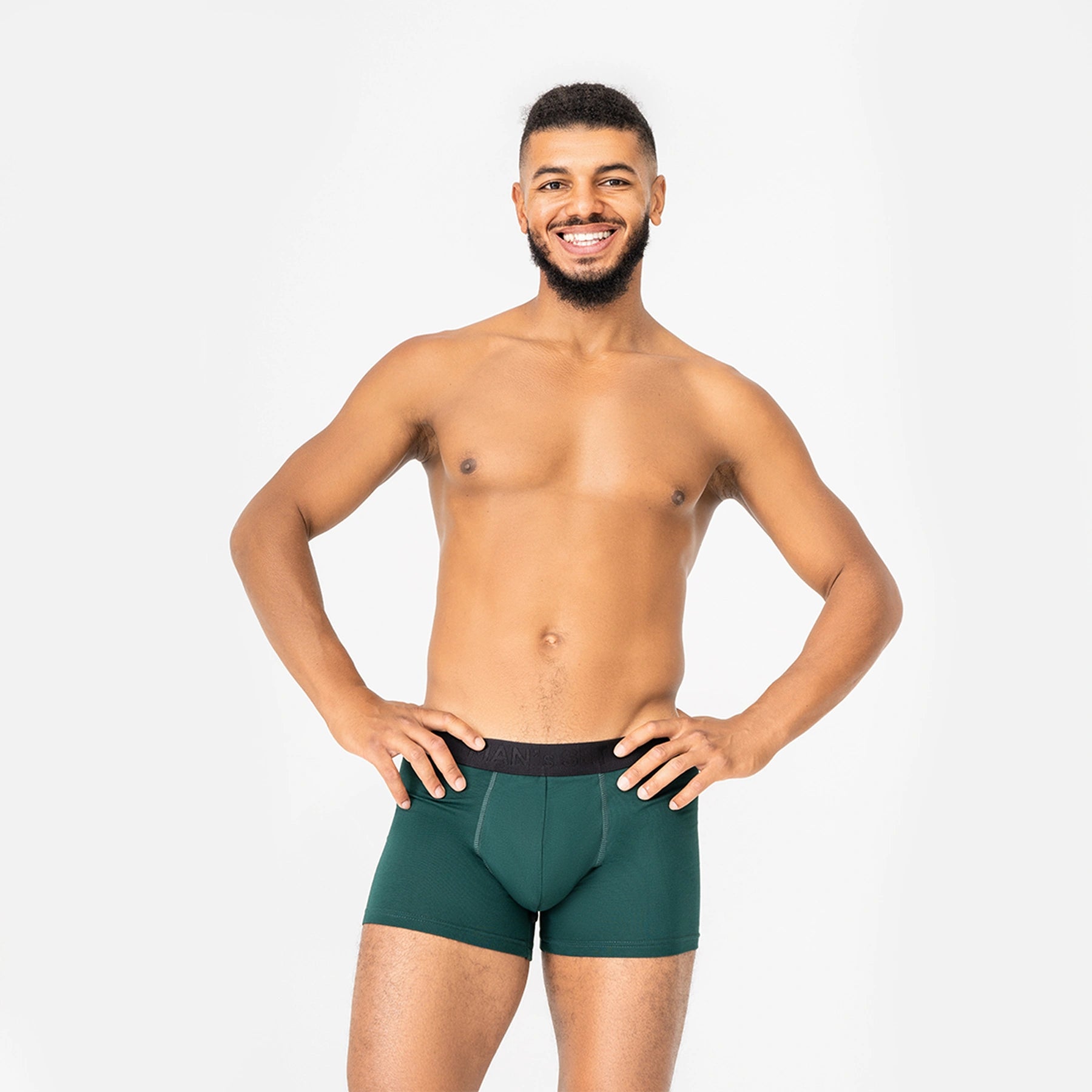 Man’s SET BreezeFlow micromodal 4-inch trunks in forest green, ultra-soft breathable men’s underwear, front view