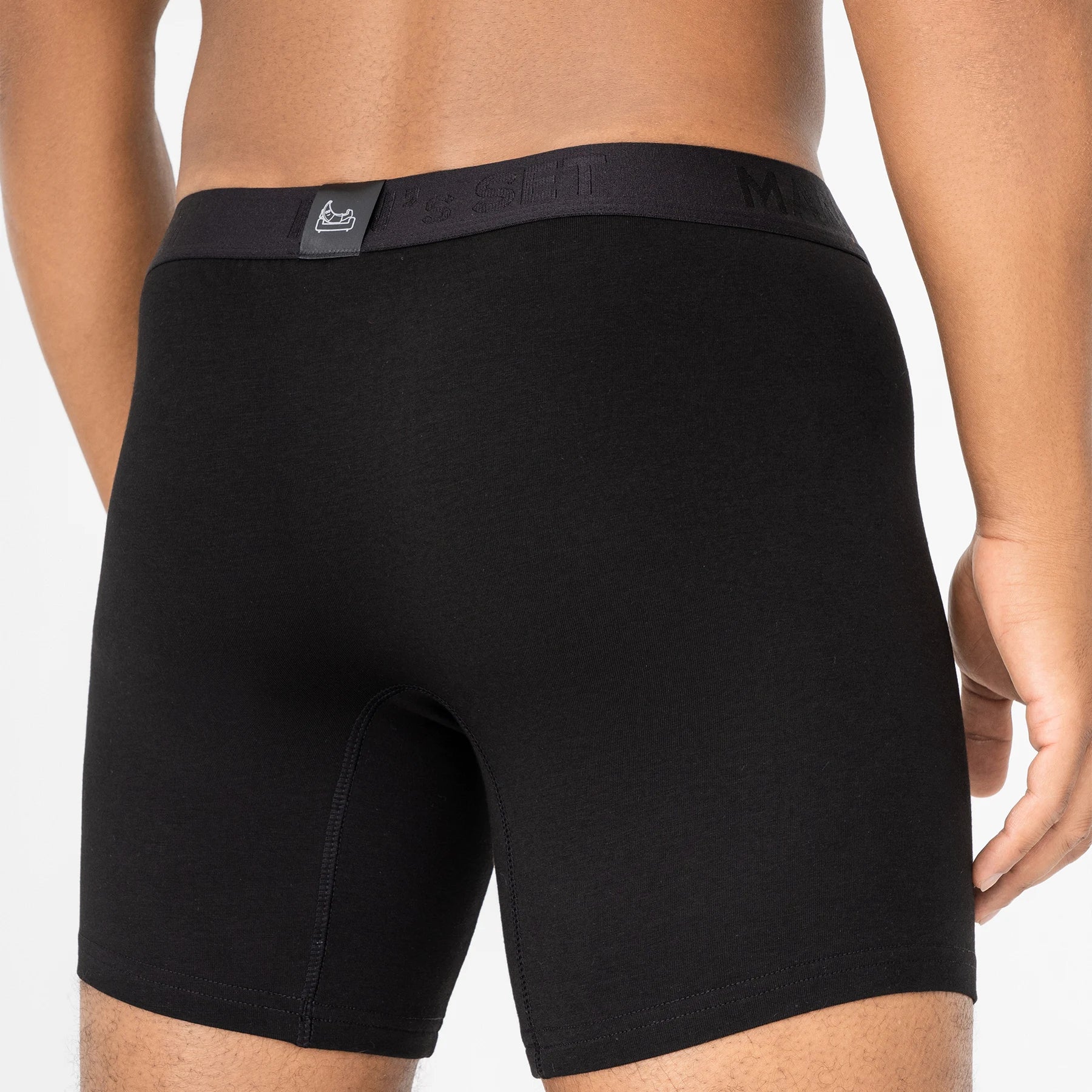 Breathable CoolCore black micromodal boxer briefs by Man’s SET, comfortable men’s underwear, back view