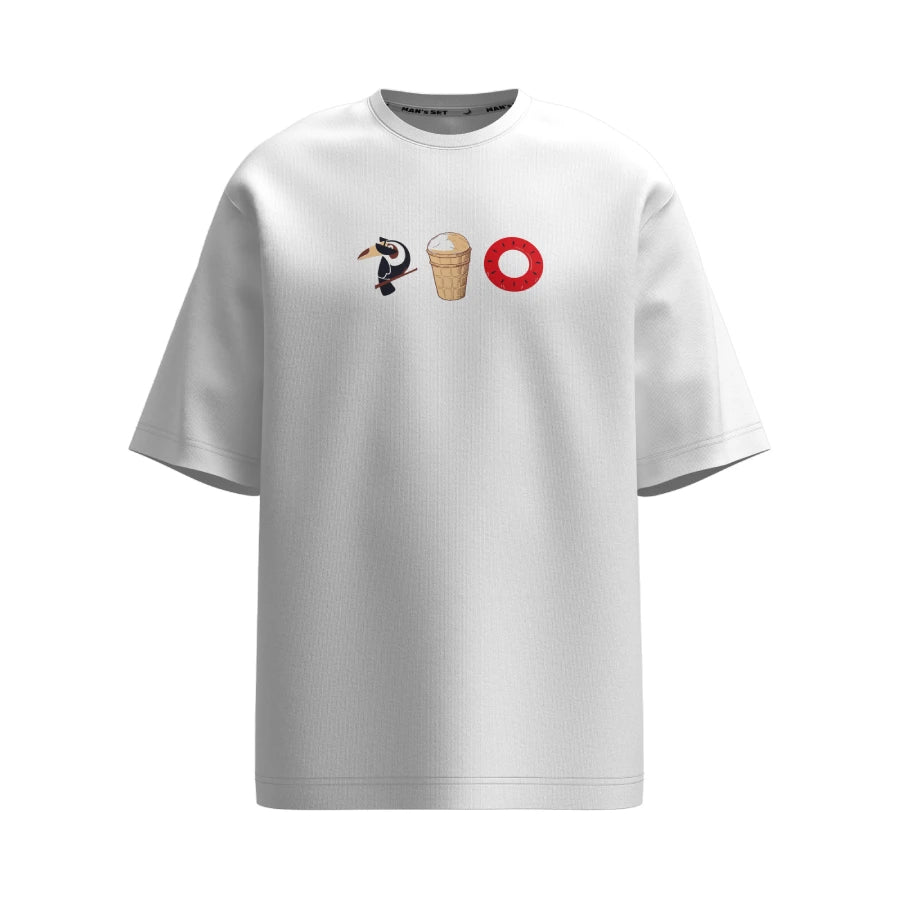Unisex Premium Cotton Oversized T-Shirt Cream Summer in White