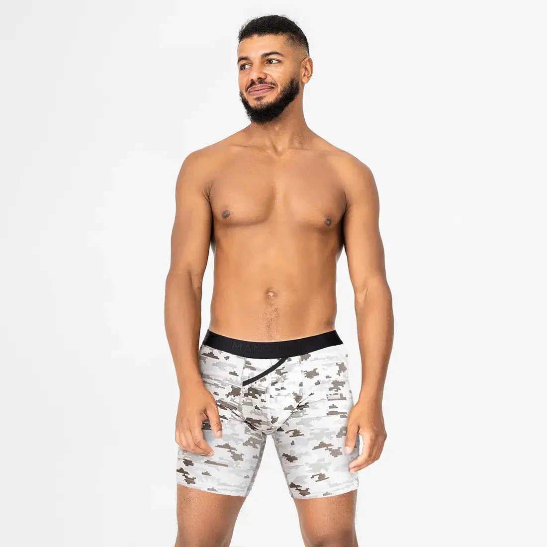 Man’s SET UltraSoft boxer briefs in Pixel Camo print, breathable anatomical men’s underwear, front view