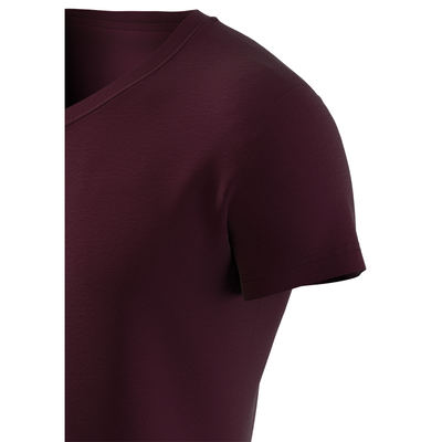 Premium Cotton Basic V-neck T-shirt, Marsala
