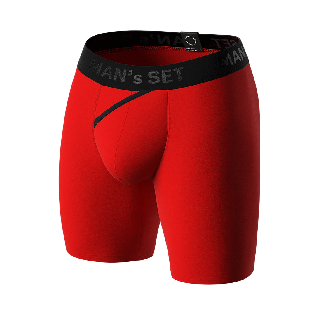 Man’s SET CoolCore red boxer briefs, breathable micromodal men’s underwear with open fly, front view