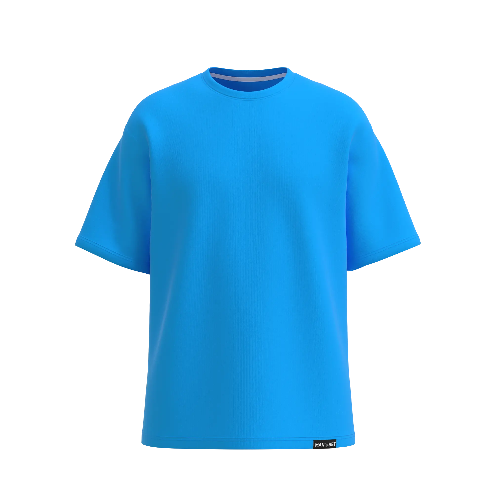 Man’s SET turquoise oversized T-shirt, soft cotton men’s top with relaxed fit, front view