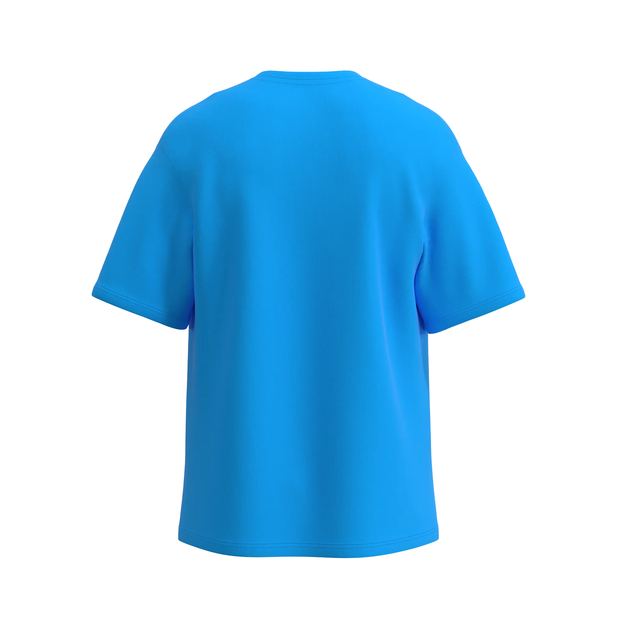Turquoise oversized T-shirt by Man’s SET, soft cotton men’s clothing with relaxed fit, back view