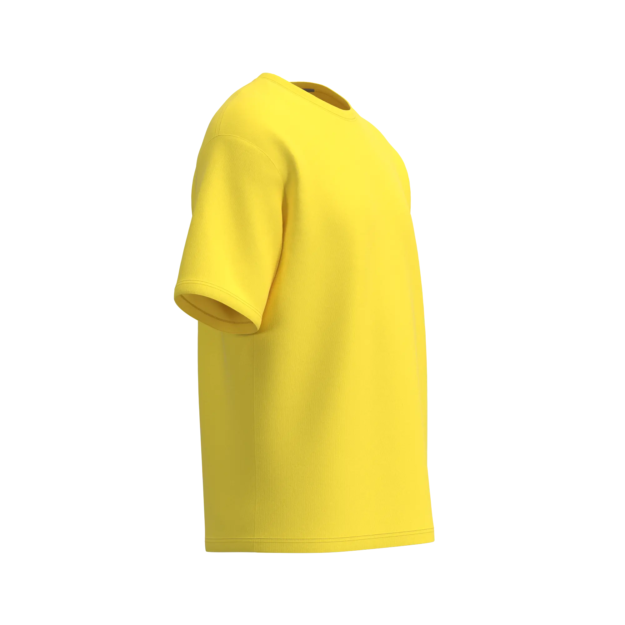 Man’s SET yellow oversized T-shirt, breathable cotton men’s clothing with relaxed fit, side view