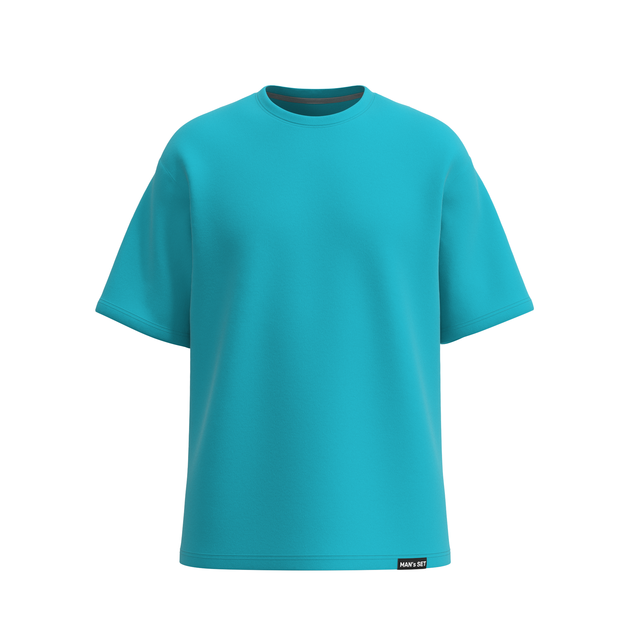 Man’s SET dark mint oversized T-shirt, soft cotton men’s tee with relaxed fit, front view