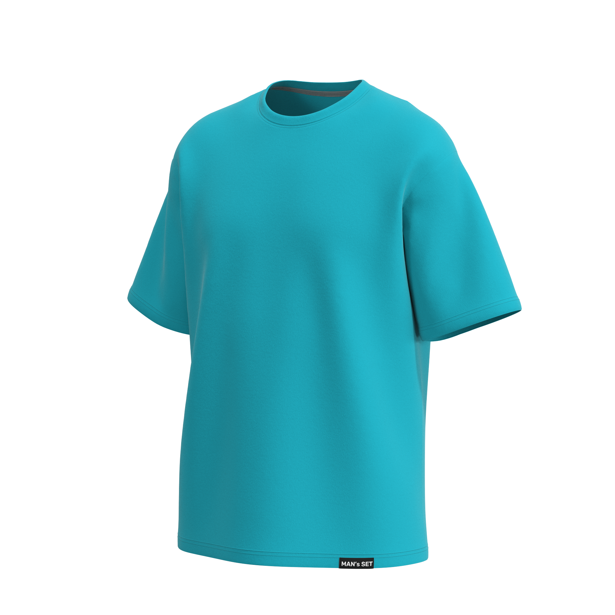 Man’s SET dark mint oversized T-shirt, soft cotton men’s wear, angled front view