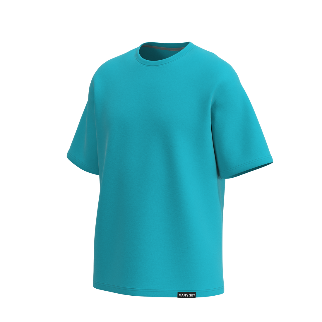 Man’s SET dark mint oversized T-shirt, soft cotton men’s wear, angled front view