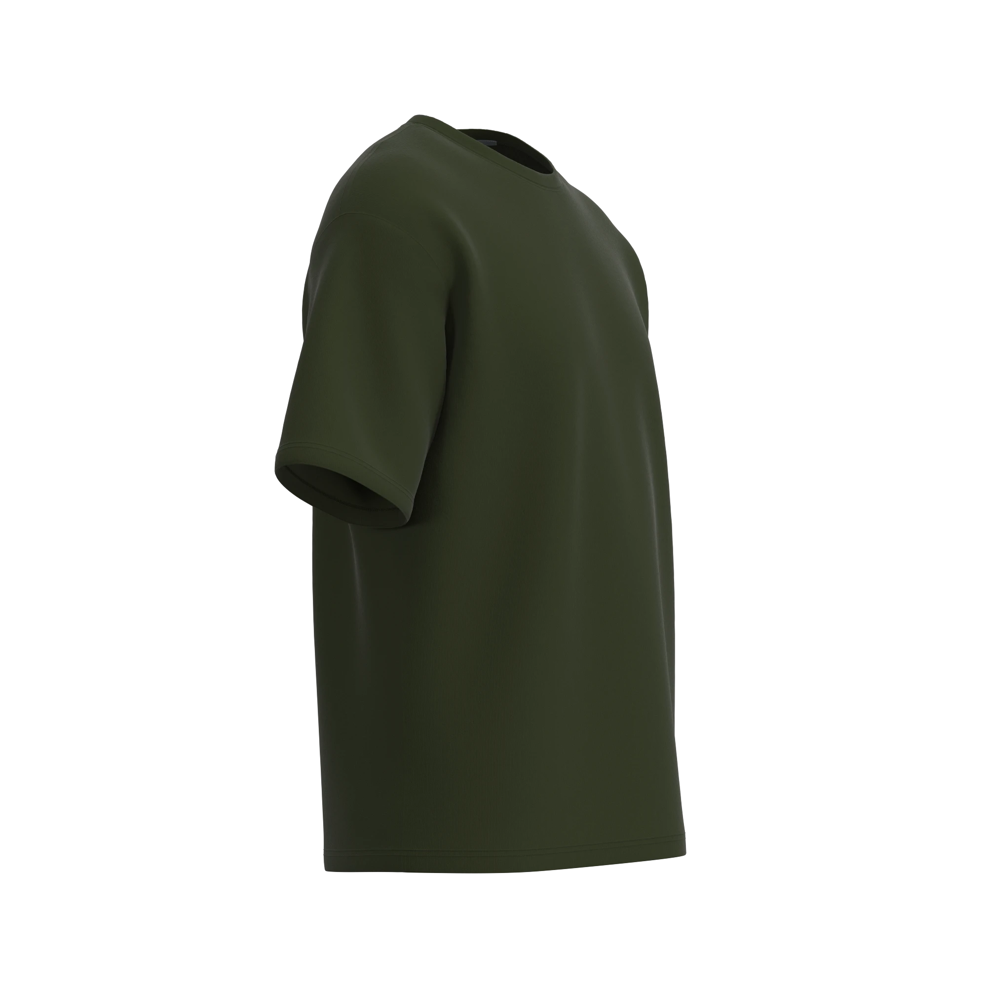 Man’s SET khaki oversized T-shirt, men’s cotton top with relaxed sleeves, side view