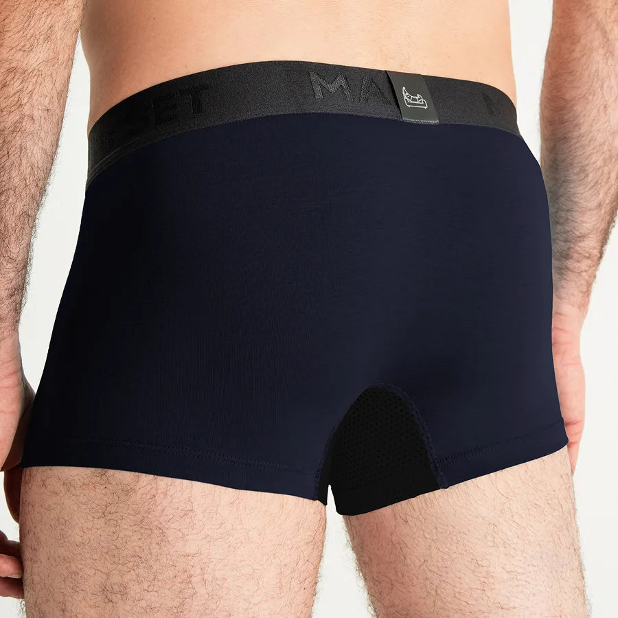 Men's Trunks AirFlow with open fly pouch in Navy Back View on Model