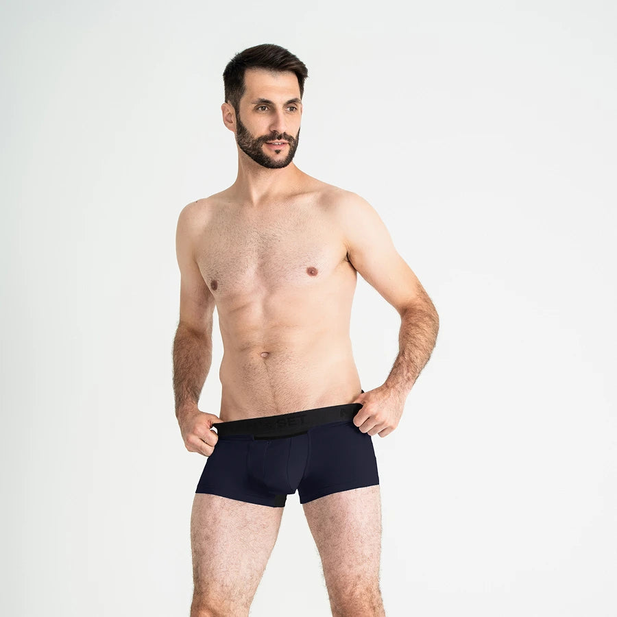 Men's Trunks AirFlow with open fly pouch in Navy Front View