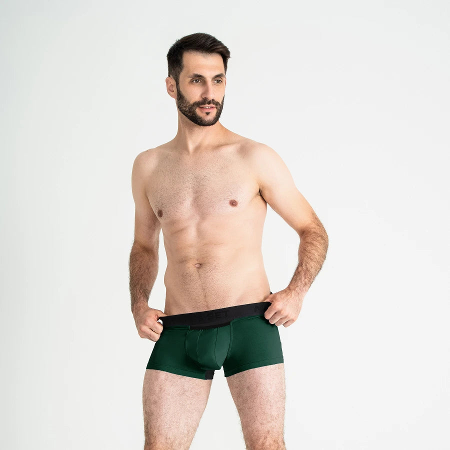 Men's Trunks AirFlow with open fly pouch in Forest Green Front View