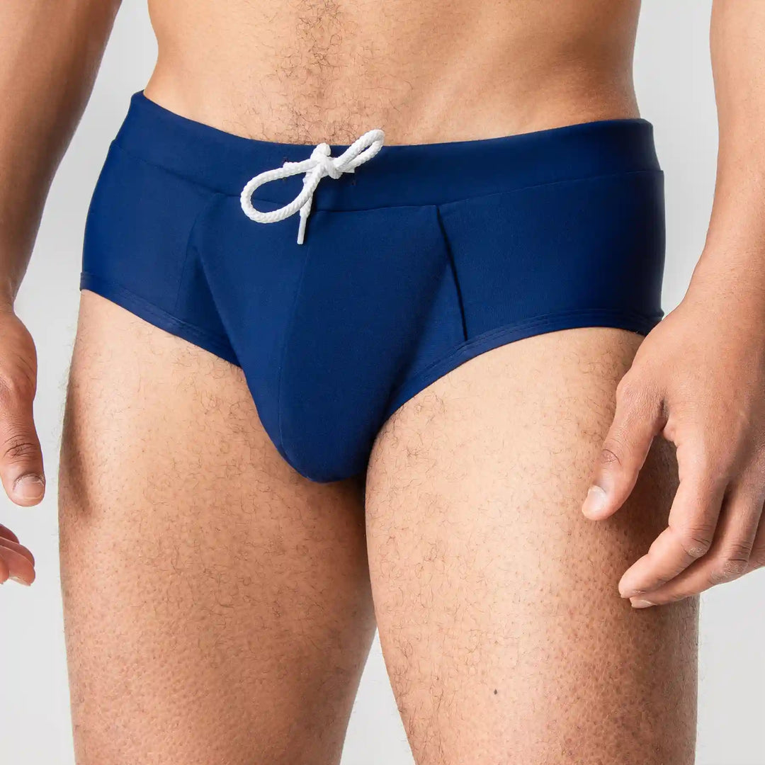 Man’s SET Anatomic Brief 2.1 navy blue men’s swim briefs, anatomical fit swimwear, front view
