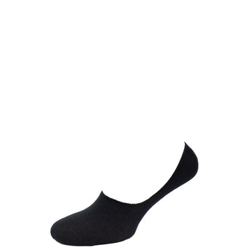 Black no-show socks with silicone heel grip by Man’s SET, low-cut cotton design, side view