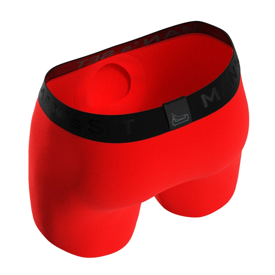 Men’s ProActive Soft Boxer Brief with adjustable pouch in Red Angled View