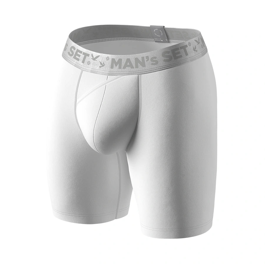 UltraSoft Boxer Brief 7.6" Open Fly, Silver Series, White