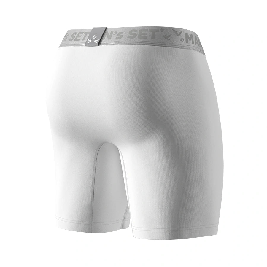 UltraSoft Boxer Brief 7.6" Open Fly, Silver Series, White