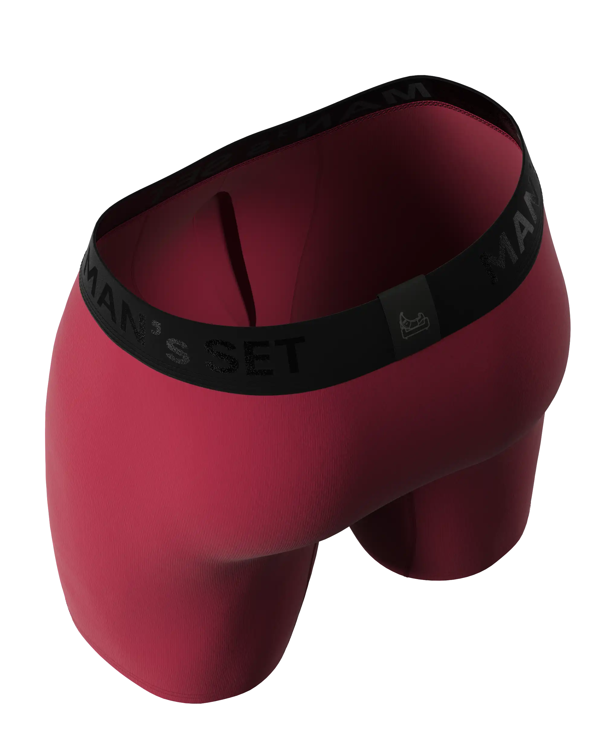 Burgundy UltraSoft 7.6" men’s boxer brief by Man’s SET, breathable anatomical fit, back view