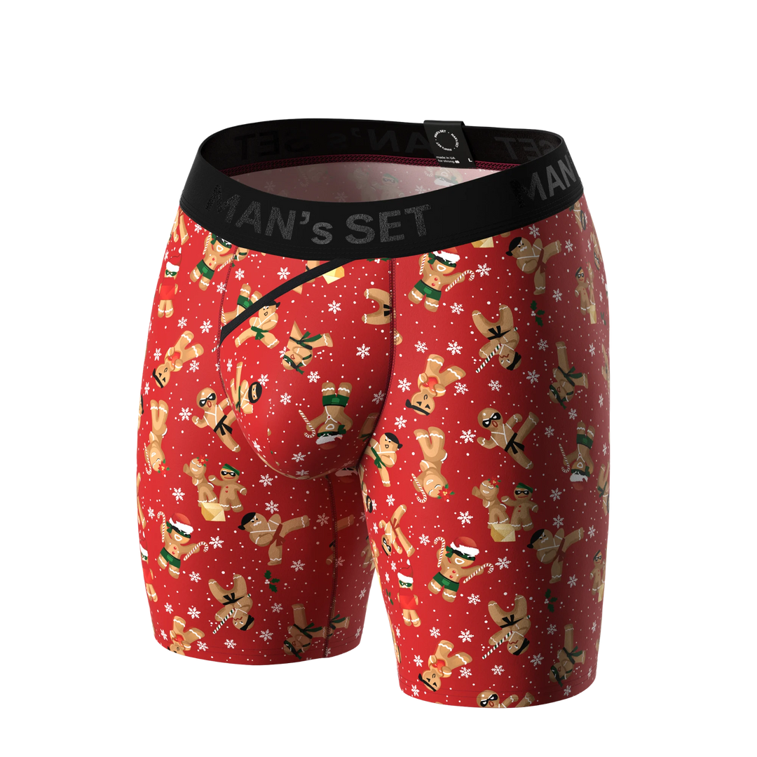 Man’s SET UltraSoft Gingerman print boxer briefs, comfortable men’s underwear with anatomical fit, front view