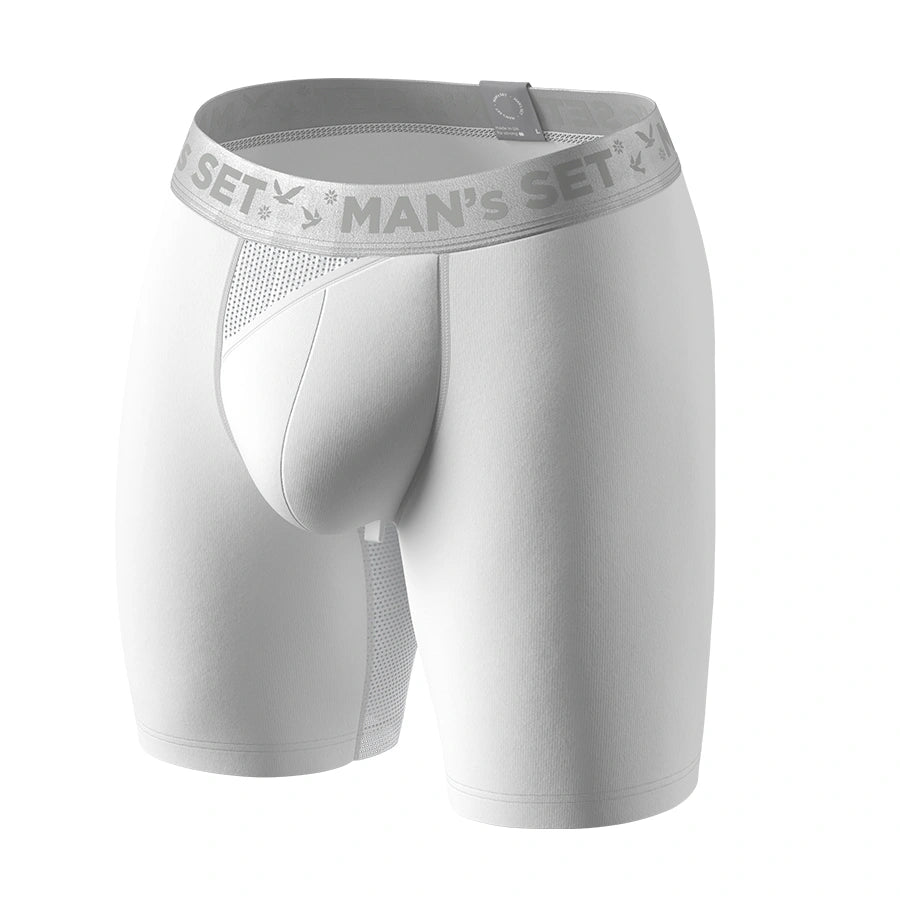 AirFlow Boxer Brief 7.6" Open Fly, Silver Series, White