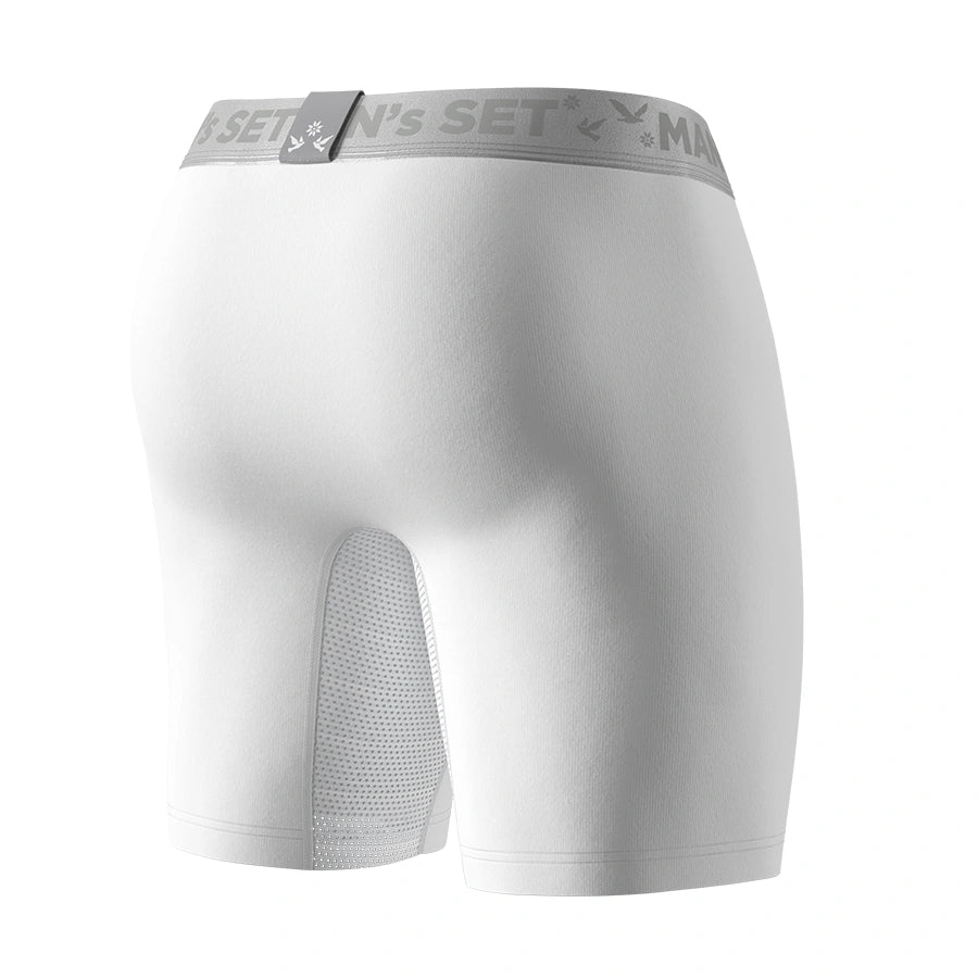 AirFlow Boxer Brief 7.6" Open Fly, Silver Series, White