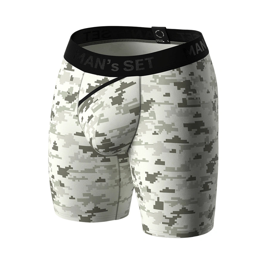 Man’s SET UltraSoft boxer briefs in Pixel Camo print, breathable anatomical men’s underwear, front view