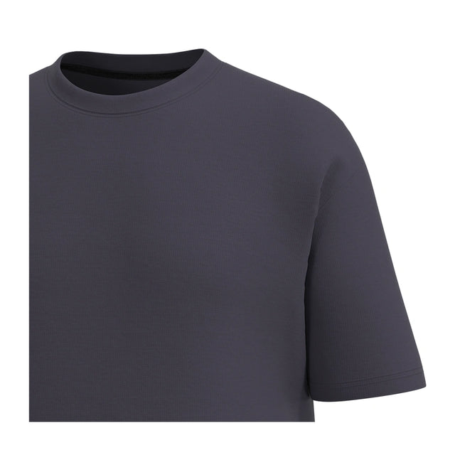 Man’s SET graphite oversized T-shirt, premium heavy cotton, breathable fabric, close-up view
