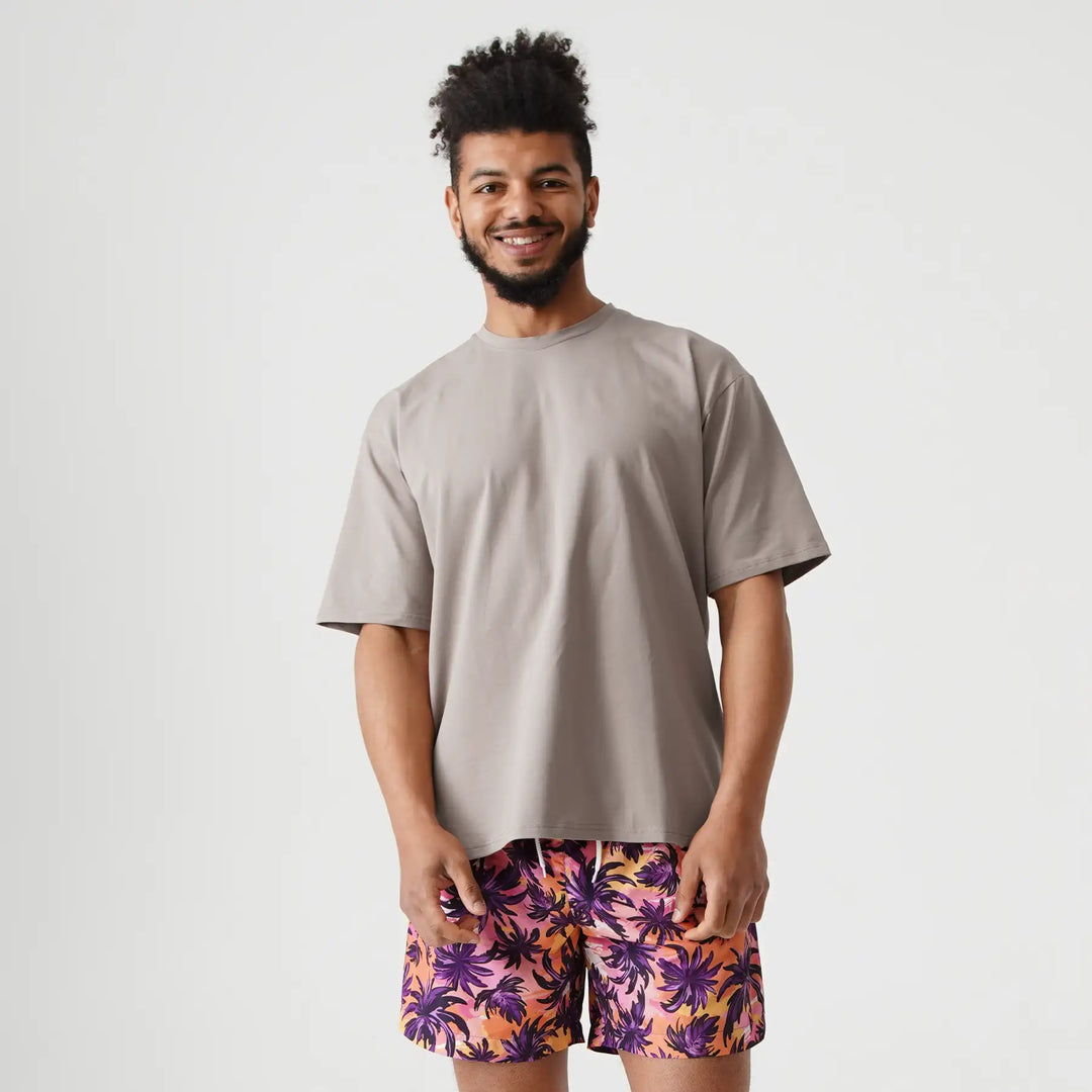 Premium Heavy Cotton oversized T-shirt by Man’s SET in cappuccino color, loose fit, front view