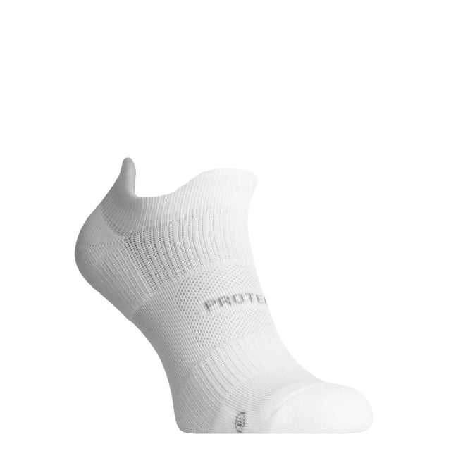 White low-cut multisport sock with breathable LowDry mesh and compression arch, side view