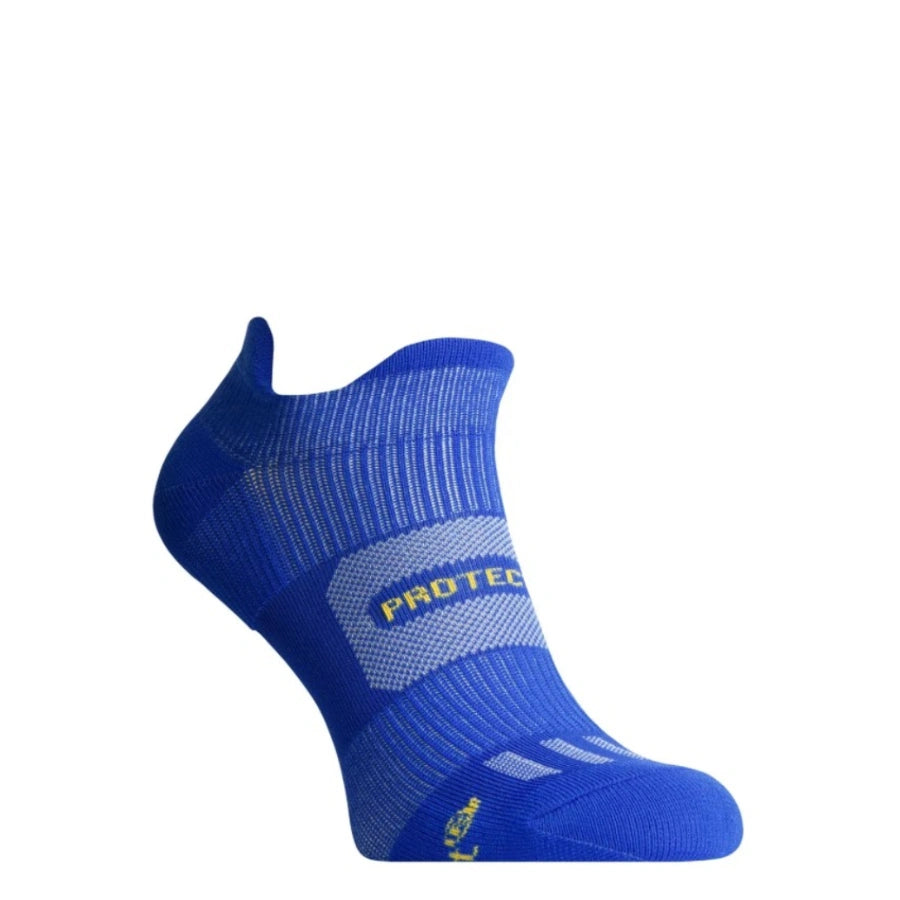 Low-cut summer multisport sock in blue, breathable LowDry fabric with arch support, side view