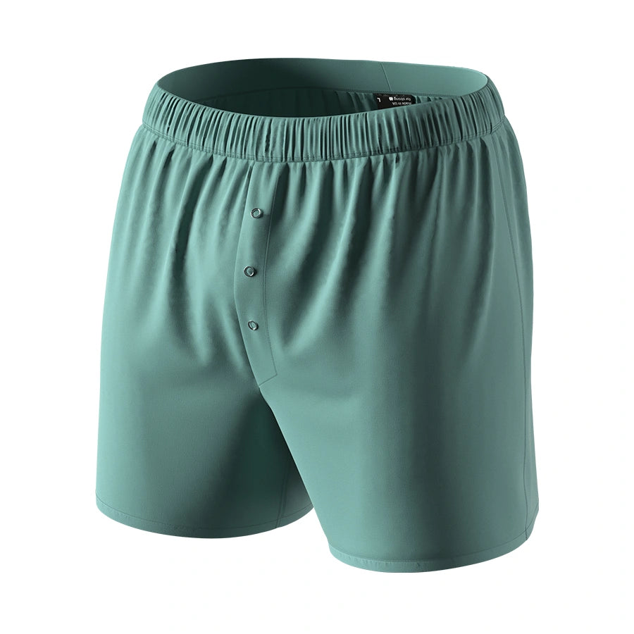Mint green 3.2'' loose fit boxers by Man’s SET, breathable 100% cotton men’s underwear, front view