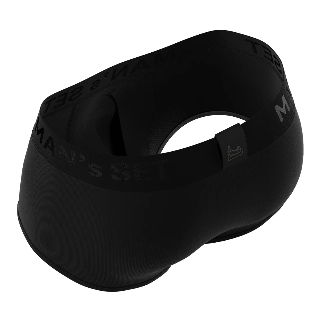 Man’s SET ProActive Stretch Trunk 3.2" OpenFly in black, anatomical men’s underwear with ergonomic pouch, angled back view