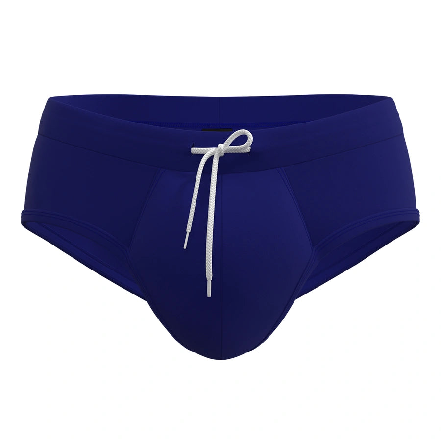 Man’s SET Anatomic Brief 2.1 swimwear in navy, supportive men’s swim briefs with drawstring waistband, front view