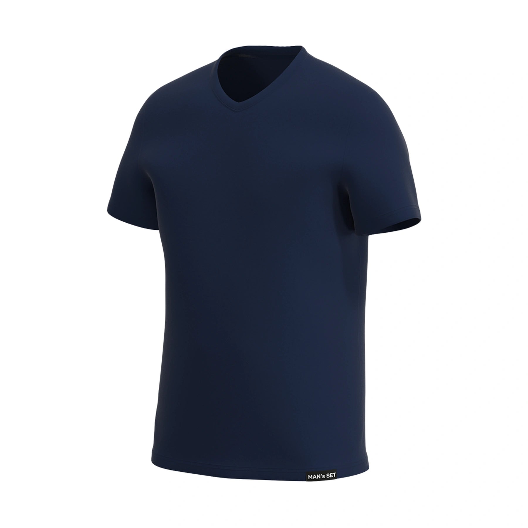 Camiseta tipo V con tejido suave, Azul Marino