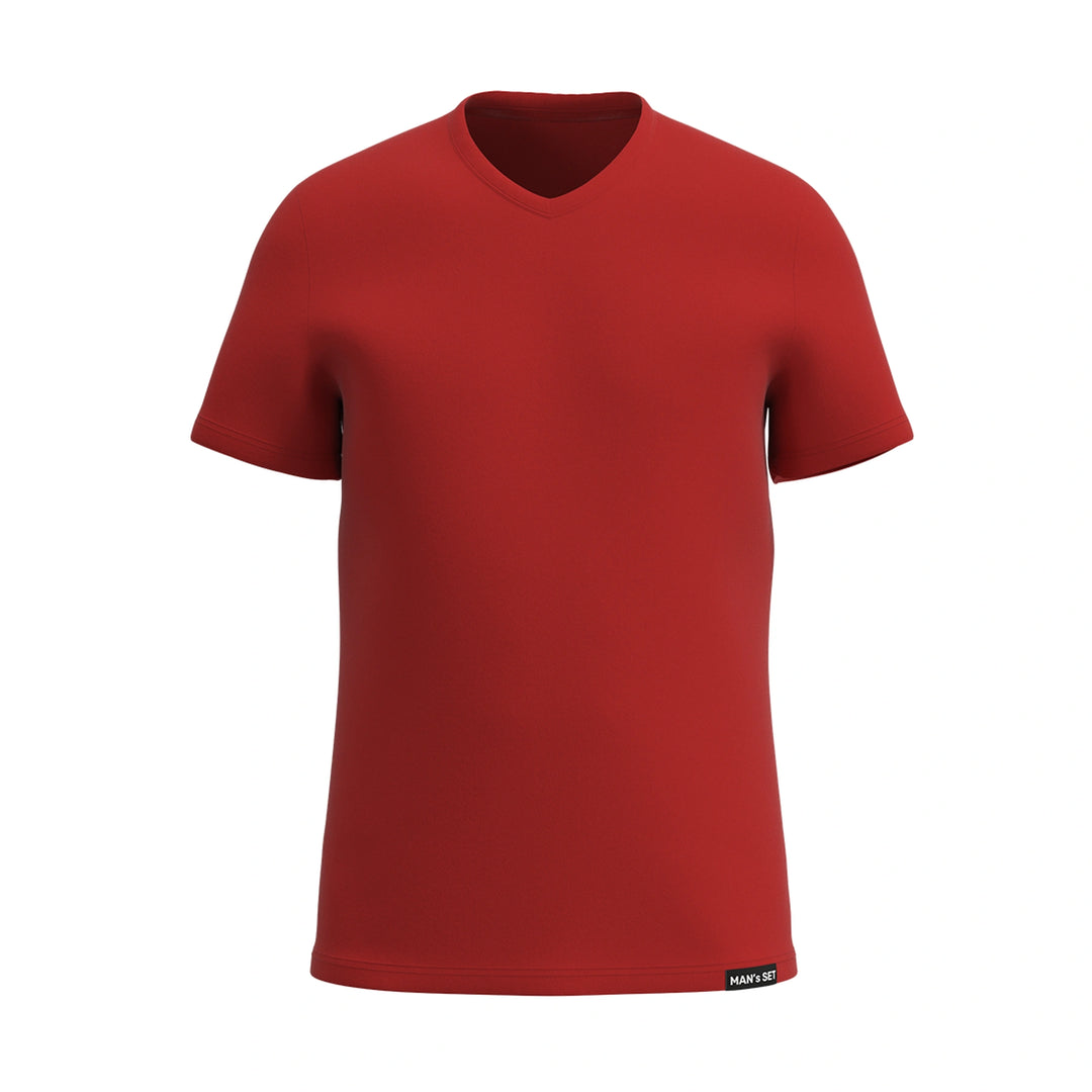 Camiseta supersuave con cuello en V, Roja