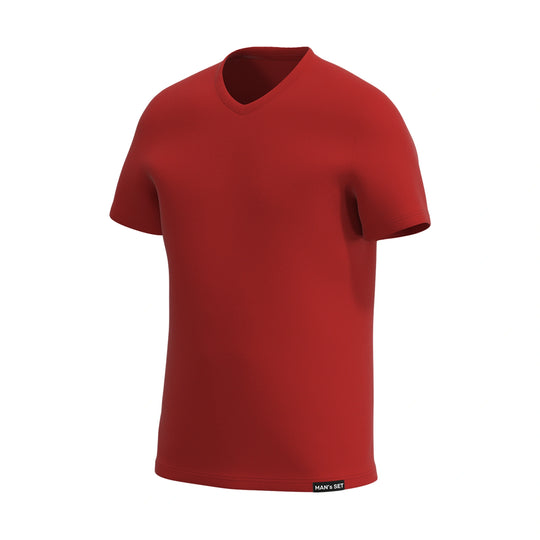 Camiseta supersuave con cuello en V, Roja