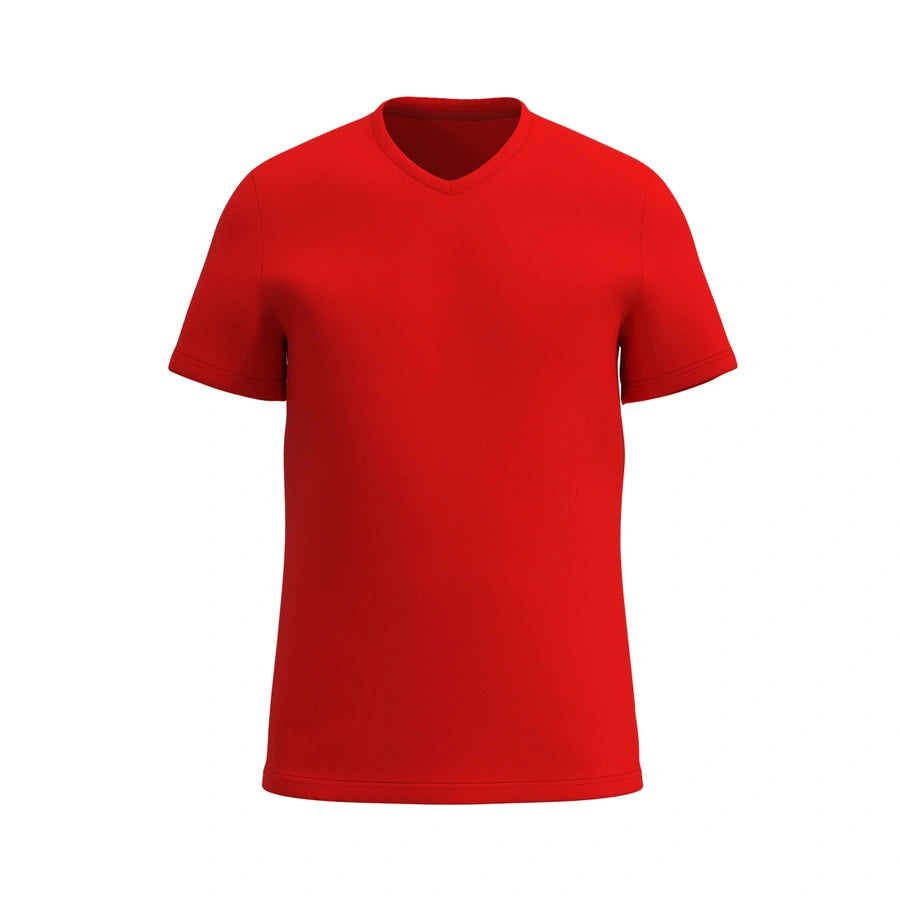 T-shirt super doux à col en V pour enfants, rouge
