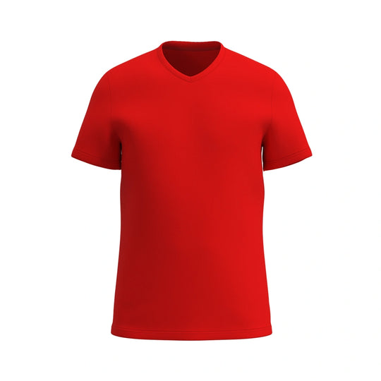 T-shirt super doux à col en V pour enfants, rouge