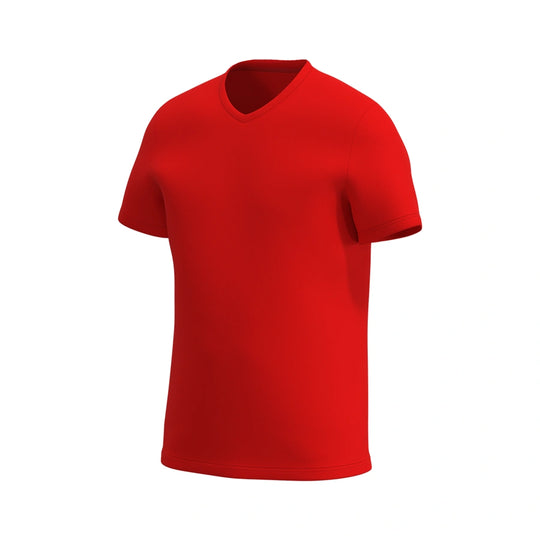 T-shirt super doux à col en V pour enfants, rouge