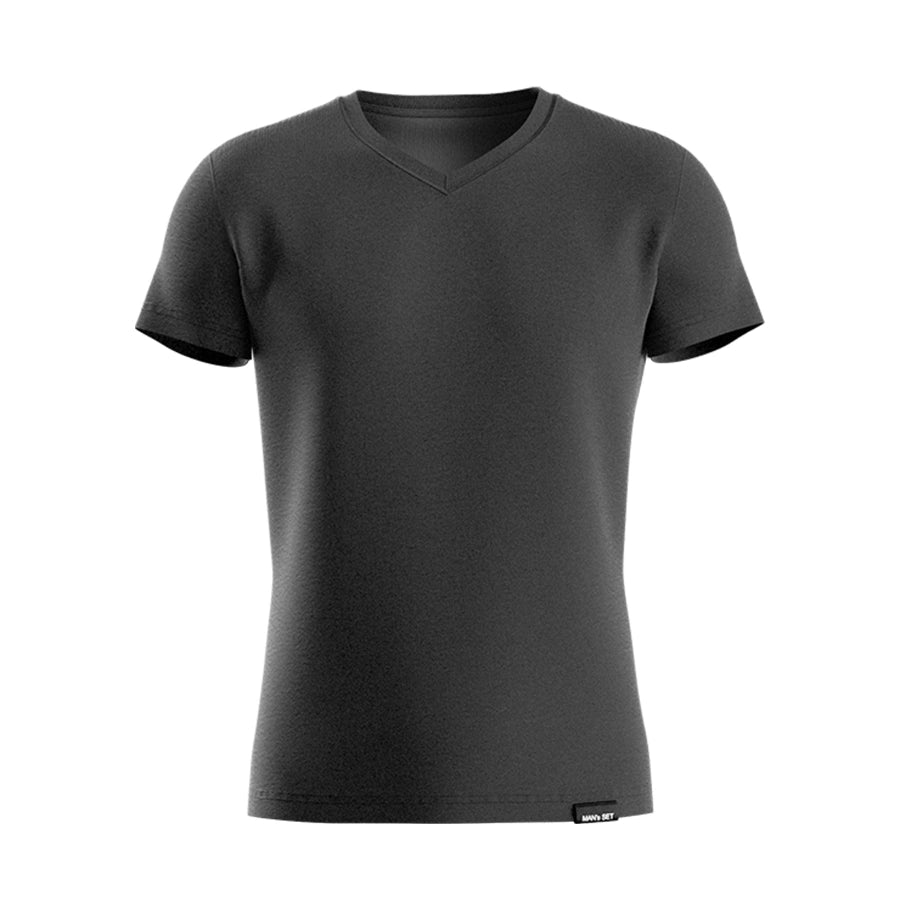 Premium Cotton Basic V-neck T-shirt, Graphite